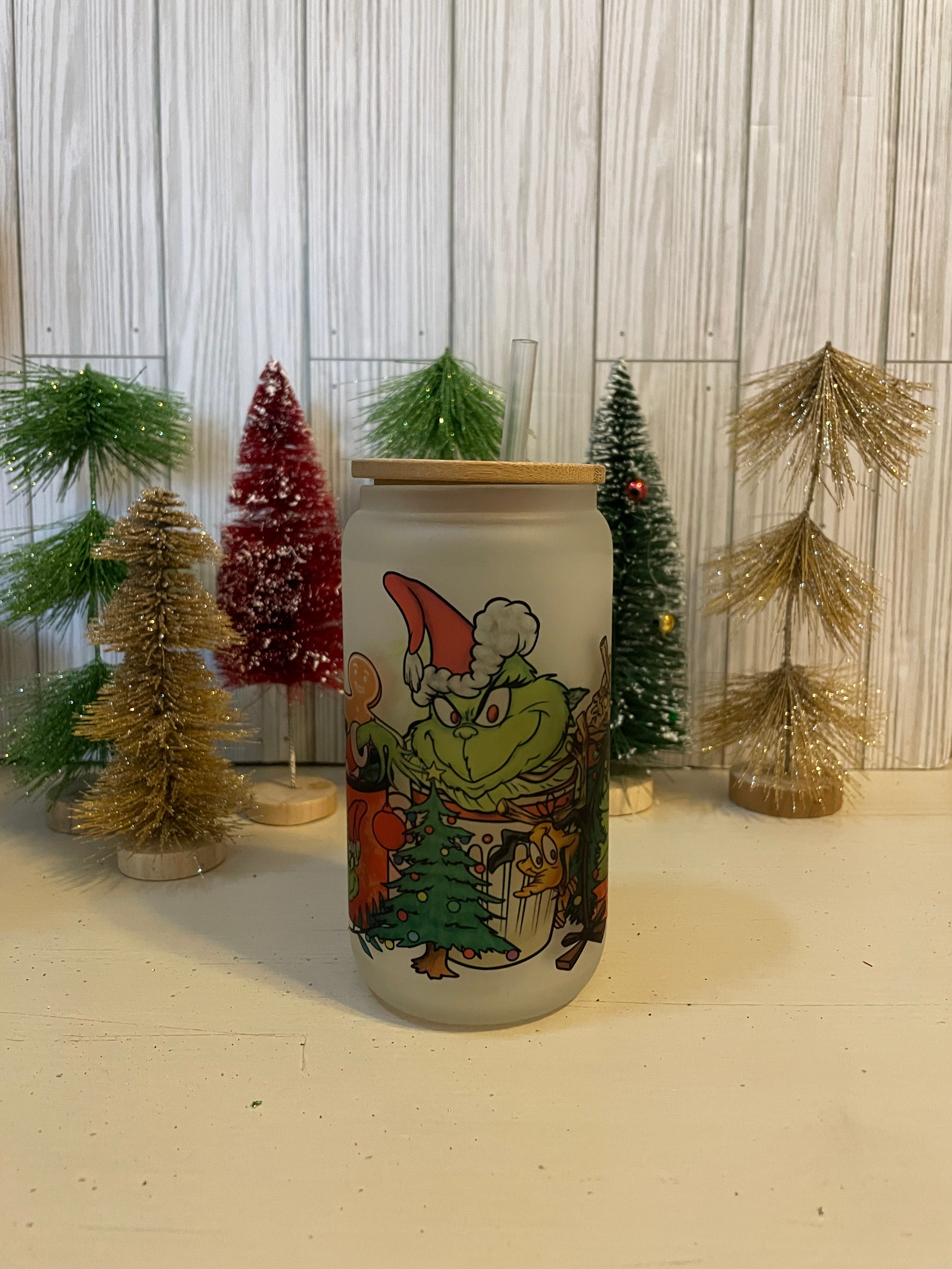 Grinch's Farm Frosted Can Glass with Lid + Straw — LOCAL FIXTURE