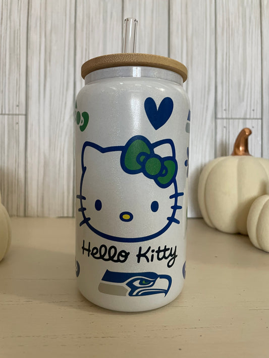 Hello Kitty Seahawks Glass