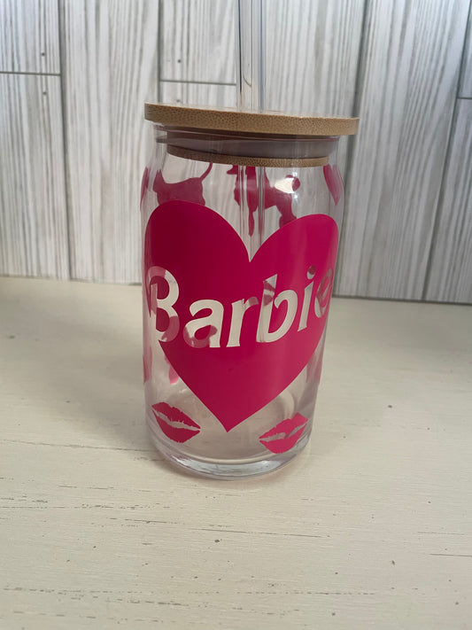 Barbie beer can glass